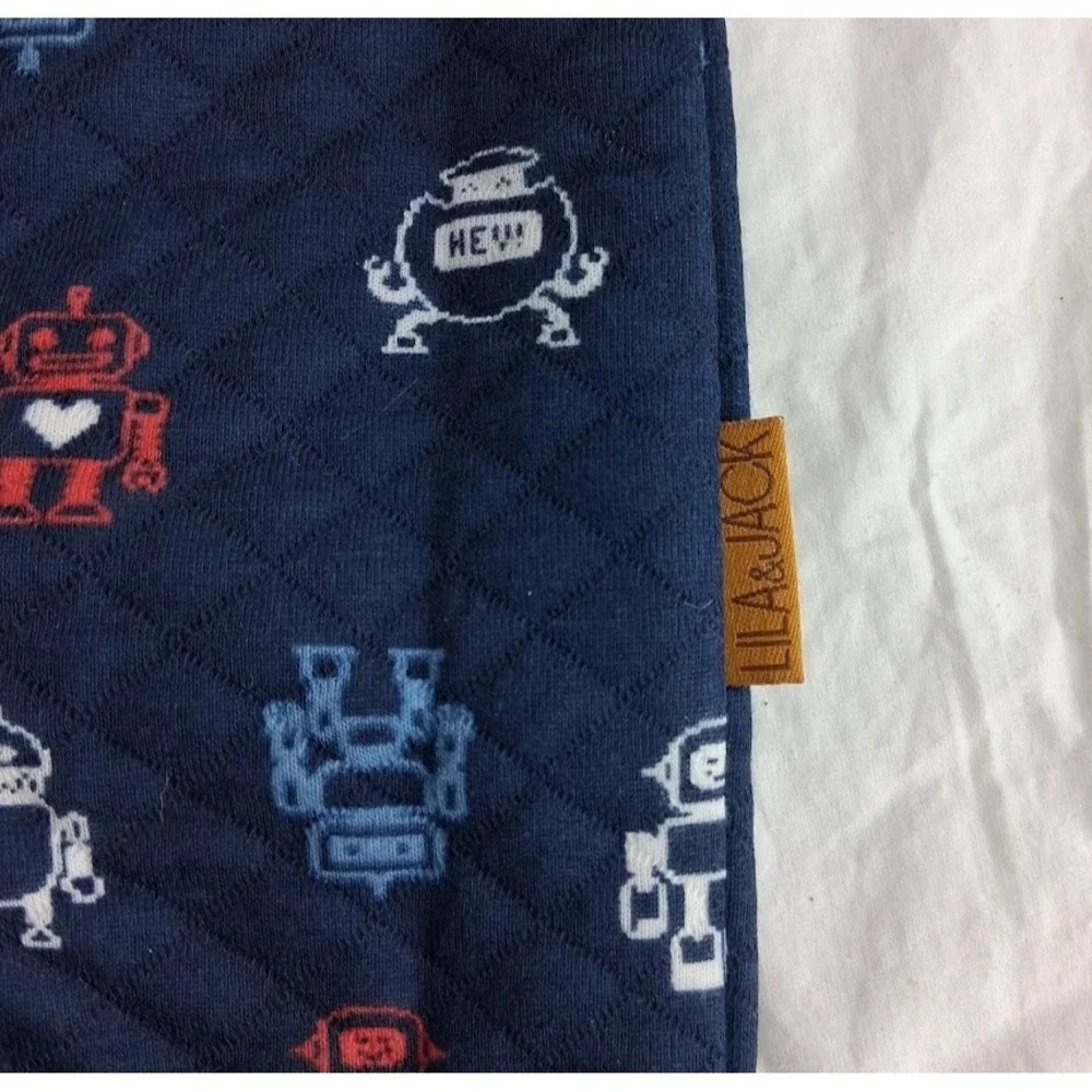Lila & Jack Baby Boy 0 3 Mos Quilted Robot Outfit 1pc Navy 2pc Hat Footed Sleepe